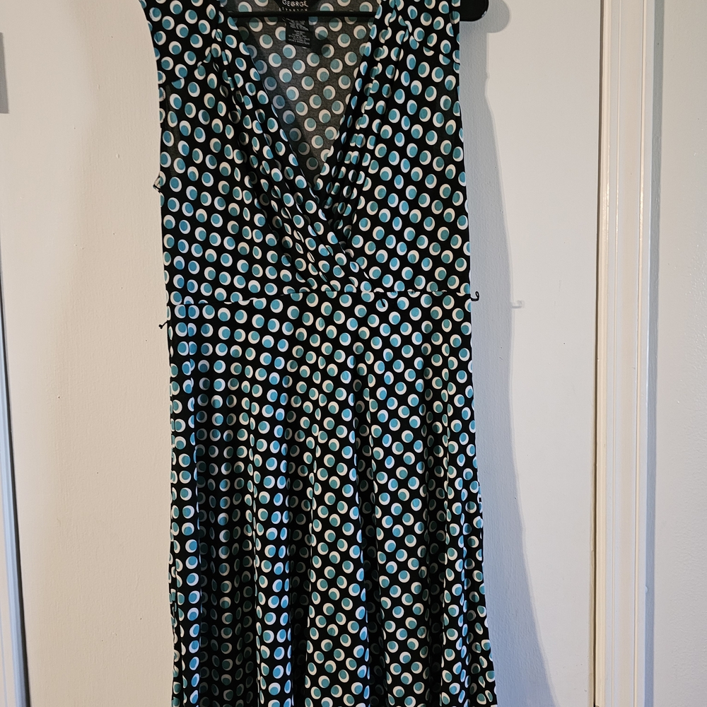 George Black and Blue Polka Dot Midi Dress